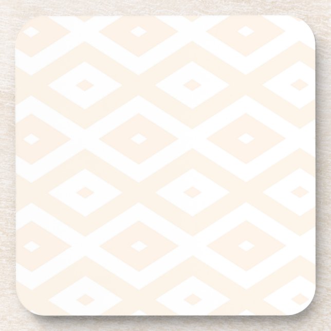 Beige and white diamond pattern coaster (Front)