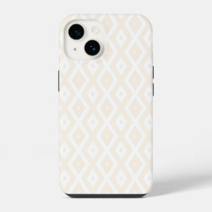 Beige and white diamond pattern iPhone 14 case