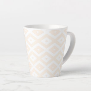 Beige and white diamond pattern latte mug