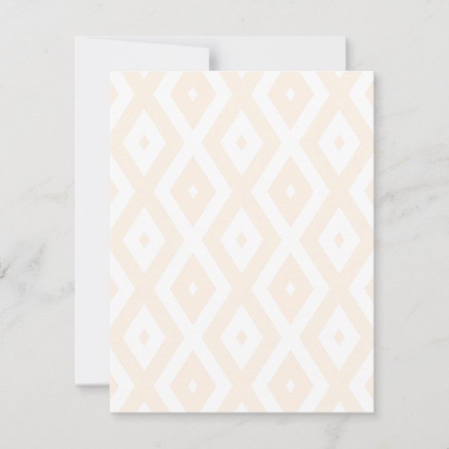 Beige and white diamond pattern RSVP card (Front)