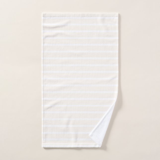 Beige and white five stripe pattern hand towel (Hand Towel)
