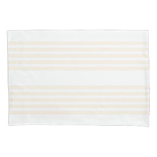 Beige and white five stripe pattern pillowcase