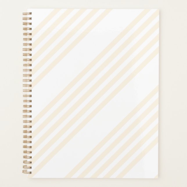 Beige and white five stripe pattern planner (Front)