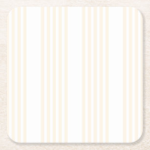 Beige and white five stripe pattern square paper coaster