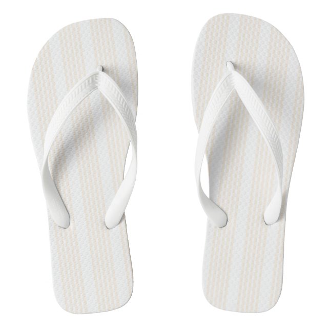 Beige and white five stripe pattern thongs (Footbed)