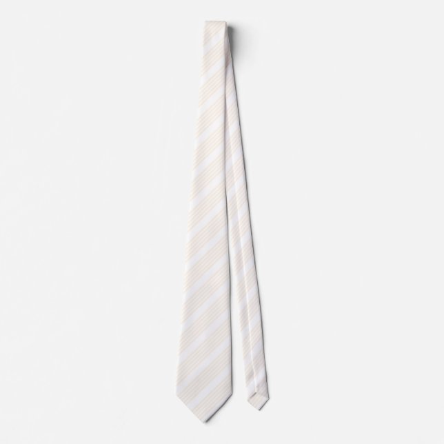 Beige and white five stripe pattern tie (Front)