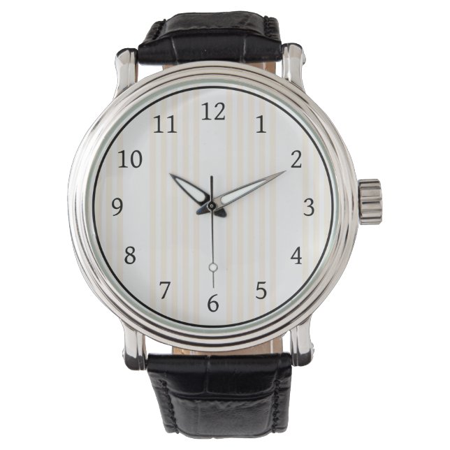 Beige and white five stripe pattern watch (Front)