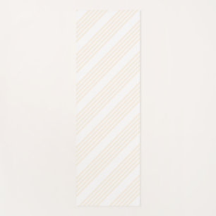 Beige and white five stripe pattern yoga mat