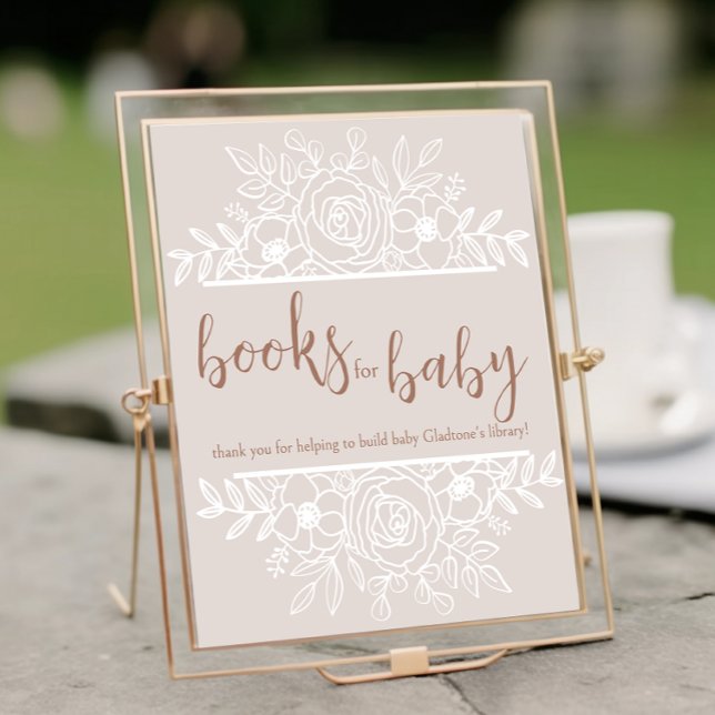 Beige and White Floral Books for Baby Sign (Creator Uploaded)