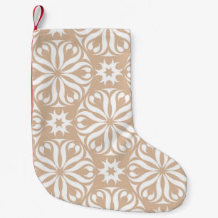 Beige and white floral ornament. Seamless patterna Small Christmas Stocking