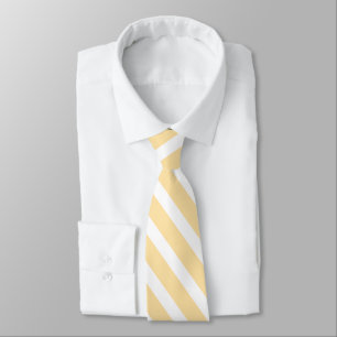 Beige and White Geometric Diagonal Stripes Tie