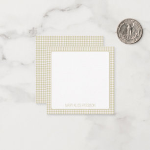 Beige and White Gingham Plaid Personalised Card