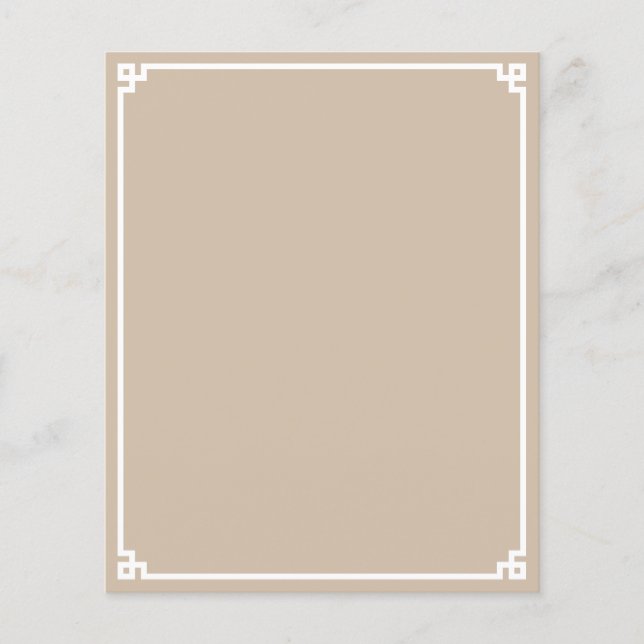 Beige and White Greek Key Border Paper Sheet (Front)