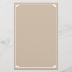 Beige and White Greek Key Border Paper Sheet