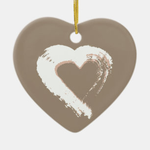 Beige and White Heart Ornament