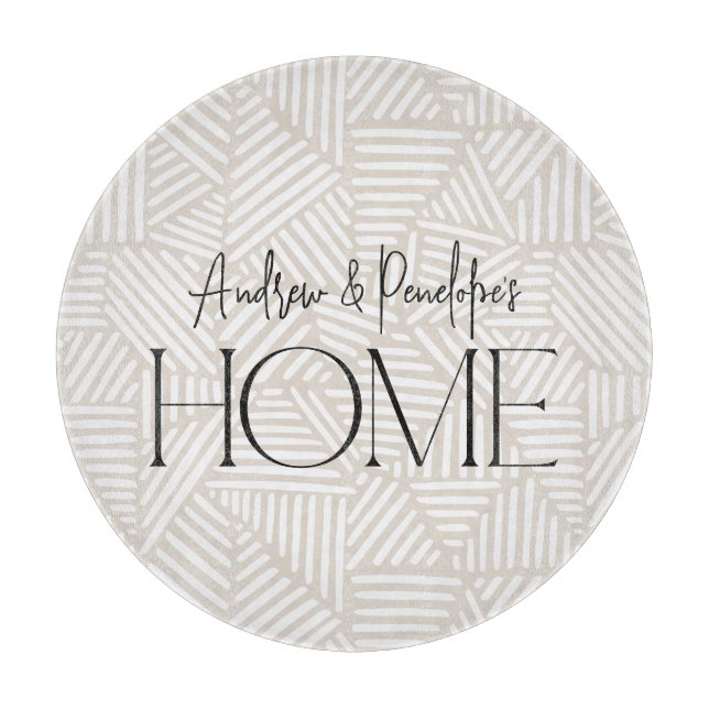 Beige and white modern geometric minimal home cutting board (Front)