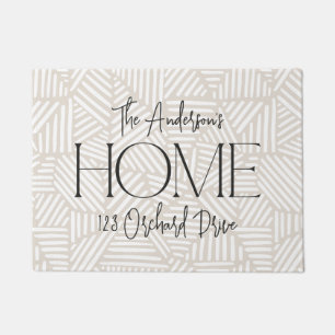 Beige and white modern geometric minimal home doormat