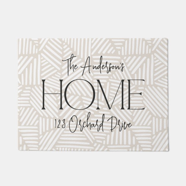 Beige and white modern geometric minimal home doormat (Front)