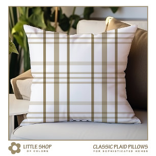 Beige and White Plaid Cushion