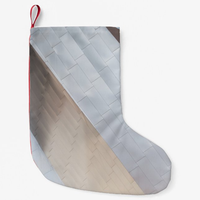 Beige and white surface small christmas stocking (Front)