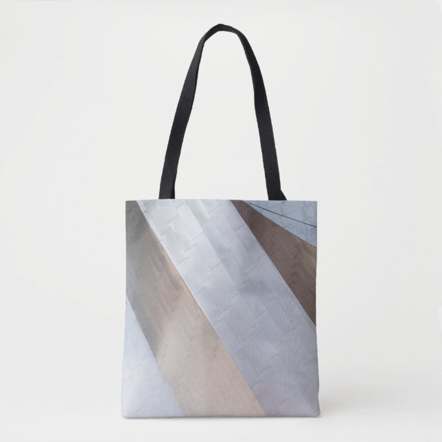 Beige and white surface tote bag (Front)