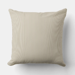 Beige and White Ticking Stripe Cushion