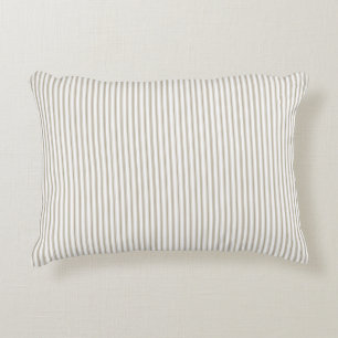 Beige and White Ticking Stripe Decorative Cushion