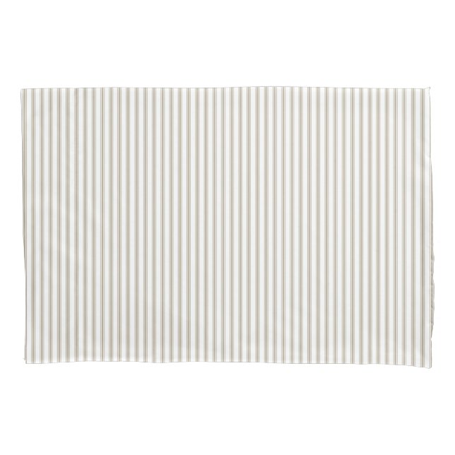 Beige and White Ticking Stripe  Pillowcase (Front)