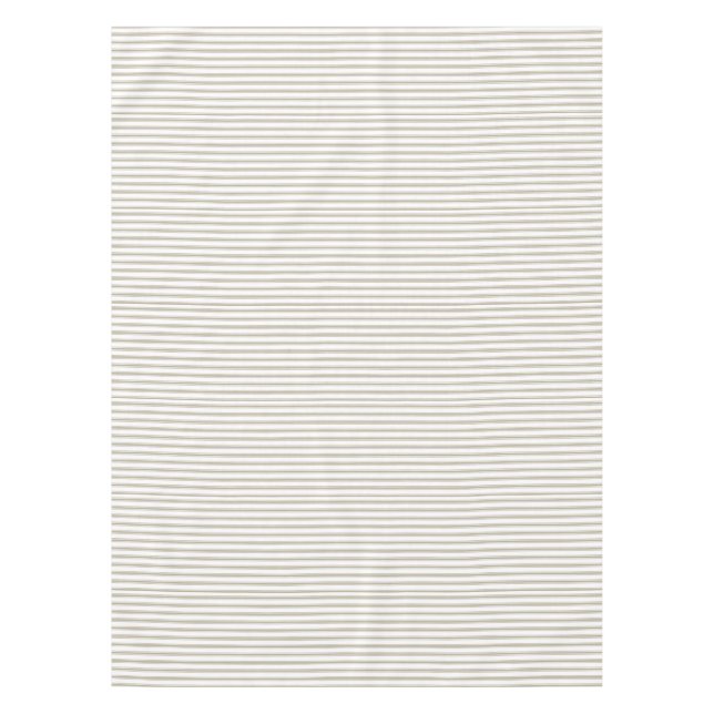 Beige and White Ticking Stripe  Tablecloth (Front)