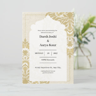 Beige and Yellow Indian Party Invitation