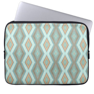 Beige Aqua Turquoise Mint Green Squares Art Laptop Sleeve