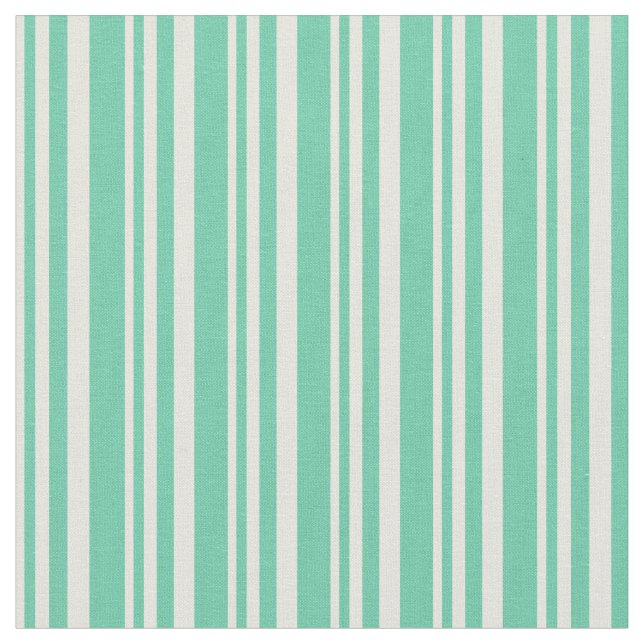 Beige & Aquamarine Lined Pattern Fabric (Close Up)
