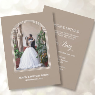 Beige Arch Custom Photo Wedding Reception Invitation