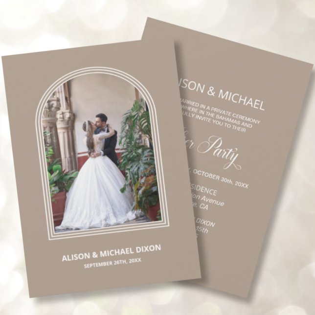 Beige Arch Custom Photo Wedding Reception Invitation (Creator Uploaded)