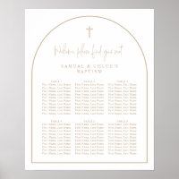 Beige Arch Minimal Joint Christening Seating Chart