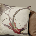 Beige Artistic Hummingbird Design | Taupe Cushion<br><div class="desc">Stylish throw pillow features an artistic design in an ivory and taupe colour palette. An artistic design with a beautiful hummingbird as the focal point with red and green accents on a neutral abstract background with geometric circle composition. This elegant design is built on combinations of repeated circles and brushstrokes,...</div>