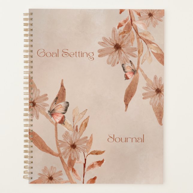 Beige Artsy Butterfly Goal Setting Journal  Planner (Front)