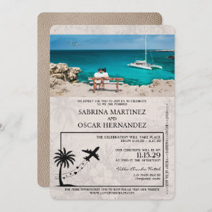 Beige Aruba Passport Wedding Invitation