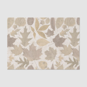 Beige Autumn Leaves with Damask Tissue Paper