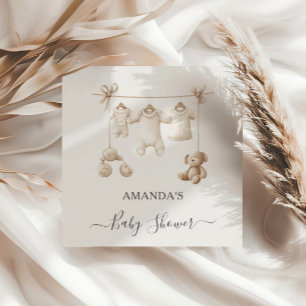 Beige Baby Clothes And Toys Baby Shower Napkin