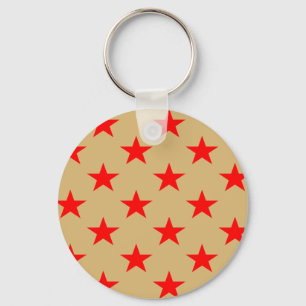 Beige Background And Red Stars Key Ring