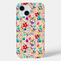Beige Background Colourful Floral Pattern