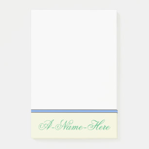 Beige Background w/ Sea Green Elegant Name Post-it Notes