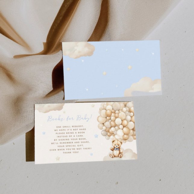 Beige Balloon Bear Books For Baby Baby Shower Enclosure Card (Creator Uploaded)