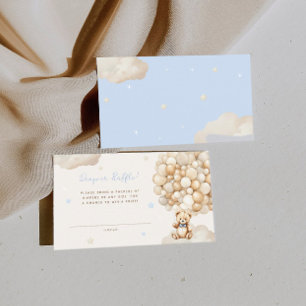 Beige Balloon Bear Diaper Raffle Baby Shower Enclosure Card