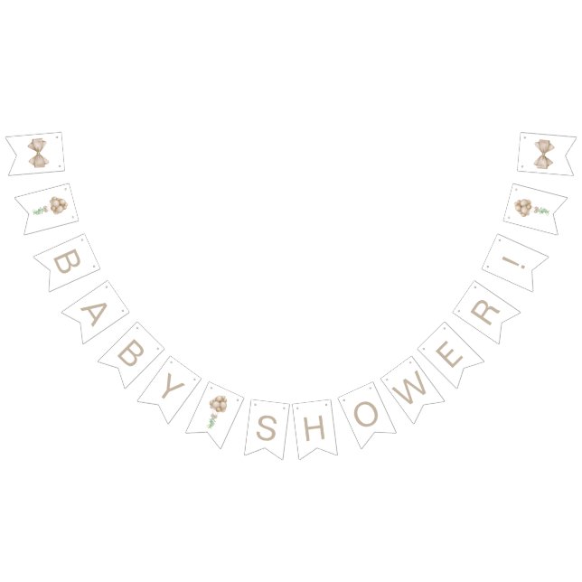 Beige Balloons Baby Shower Bunting (All)
