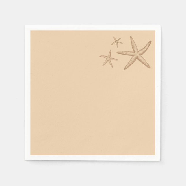Beige Beach Themed Starfish Paper Napkins (Front)
