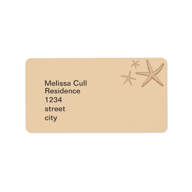 Beige Beach Themed Starfish Return Address Label (Front)