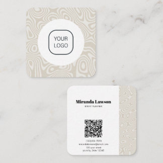 Beige Birch  Minimalist Square Business Card