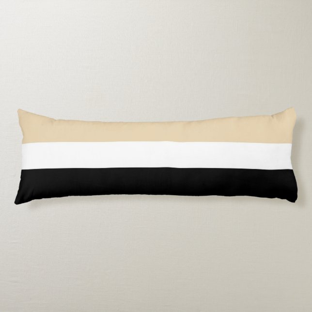 Beige Black Abstract Stripe Body Cushion (Front)